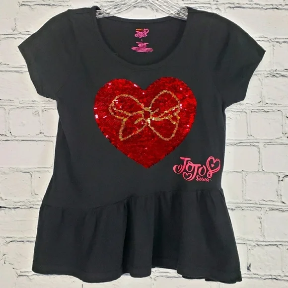 Jojo Siwa Collection Youth Girls Shirts Size Large Flip Sequin Graphic Tops Set - Picture 3 of 11
